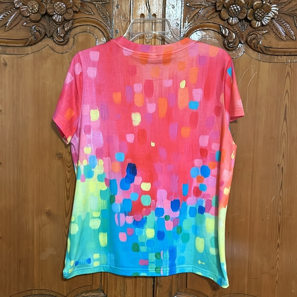 Colorful Casual Print T-Shirt with Crew Neckline and Short Sleeves - Picture 3 of 5